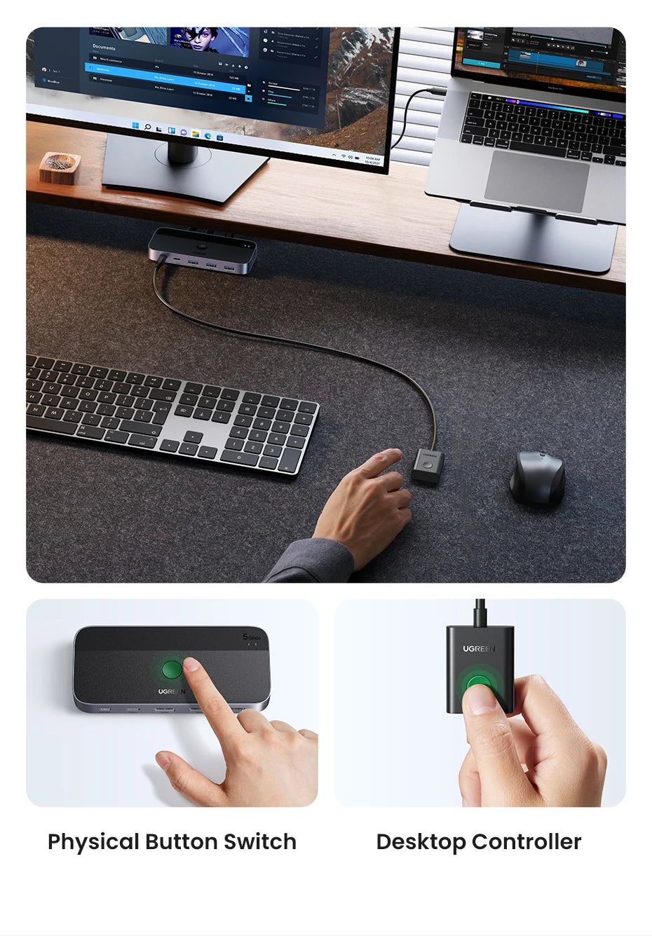 UGREEN USB Switch, USB 3.0, 2-PC Sharing