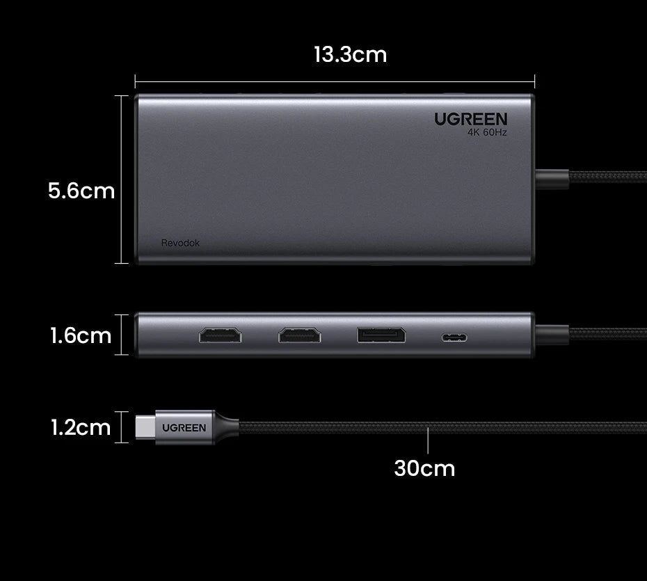 UGREEN Triple Display USB-C Hub, 8-in-1, 4K HDMI, 10Gbps
