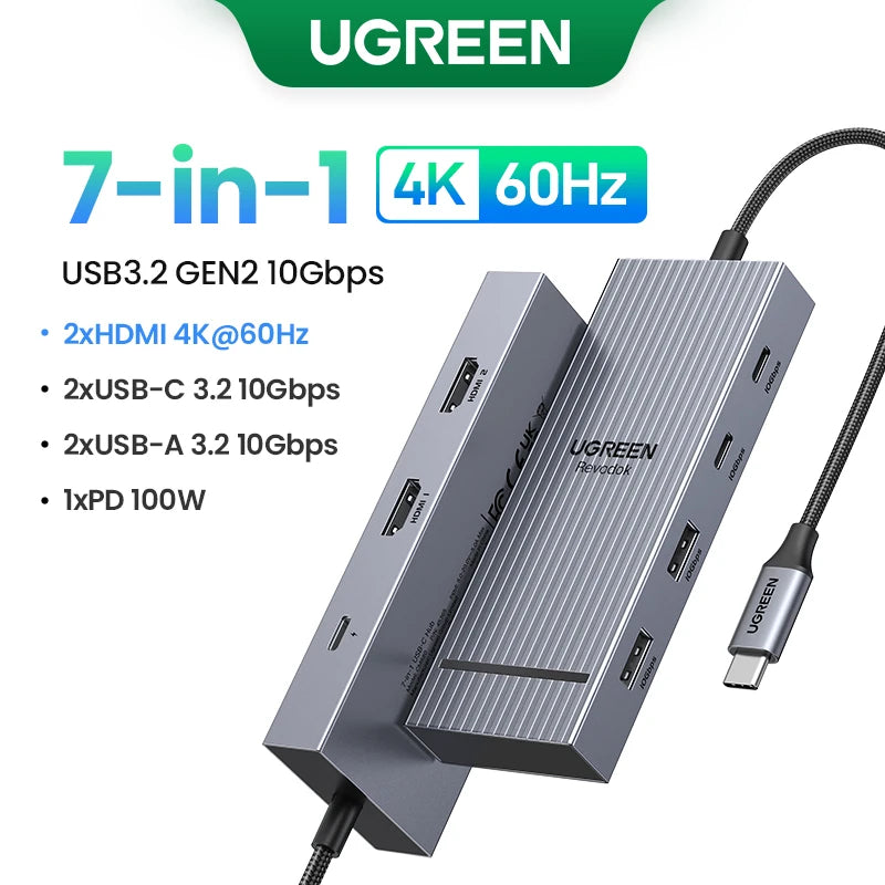 UGREEN USB-C Hub, 10Gbps, 4K60Hz HDMI, 100W PD