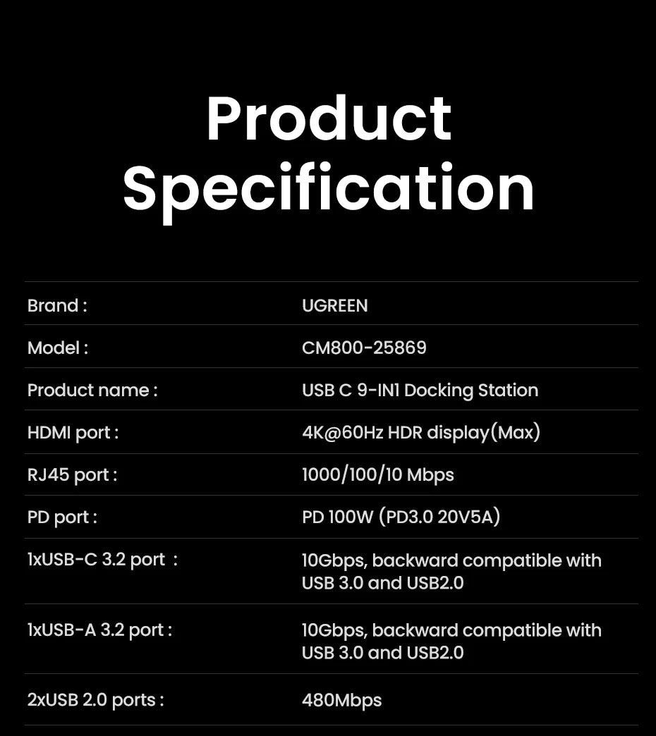 UGREEN USB-C Docking Station for Steam Deck, 4K60Hz HDMI, RJ45