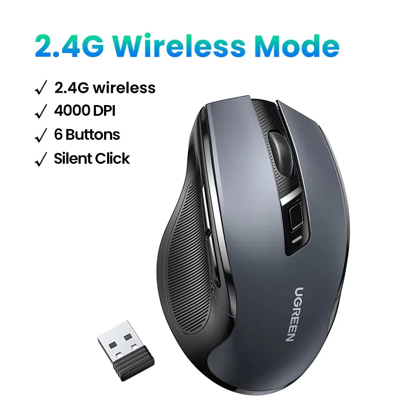UGREEN Wireless Mouse, Bluetooth 5.0, 4000 DPI, Ergonomic