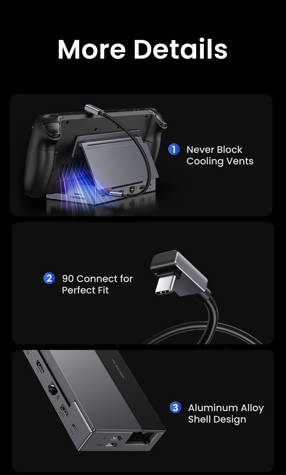 UGREEN USB-C Docking Station for Steam Deck, 4K60Hz HDMI, RJ45