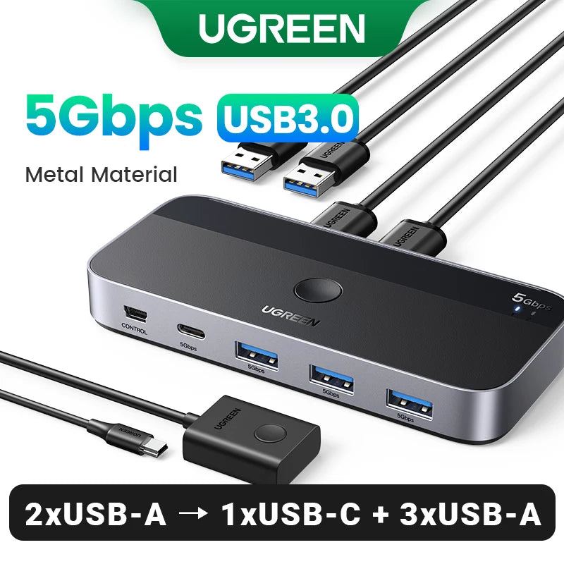 UGREEN USB Switch, USB 3.0, 2-PC Sharing