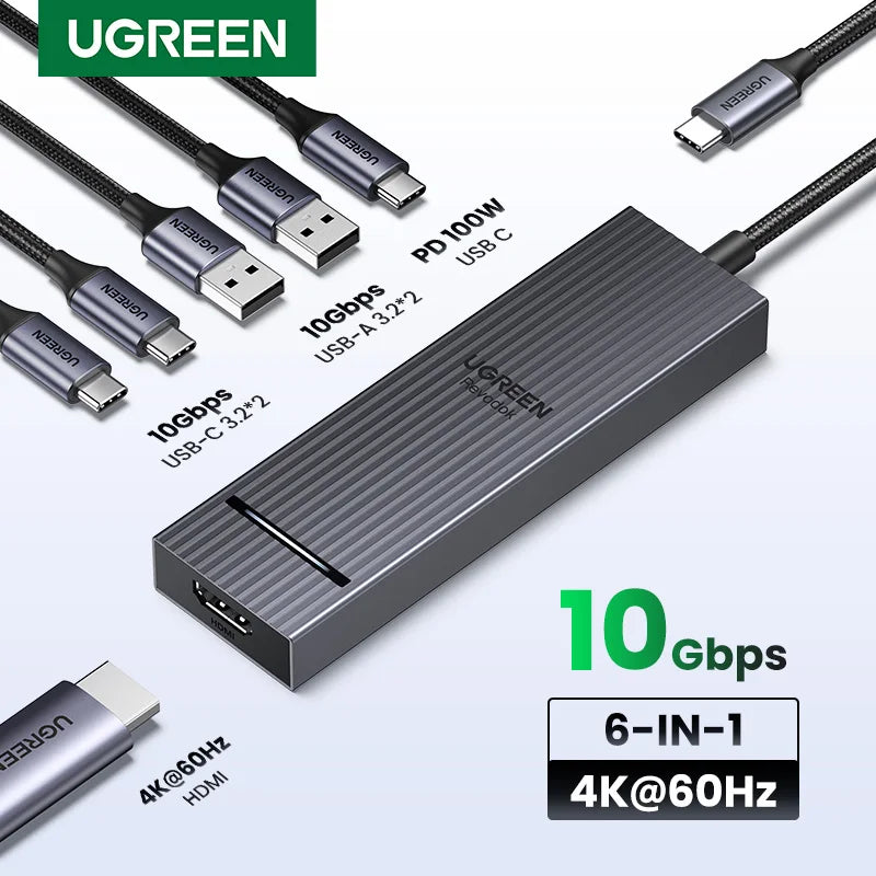 UGREEN USB-C Hub, 10Gbps, 4K60Hz HDMI, 100W PD