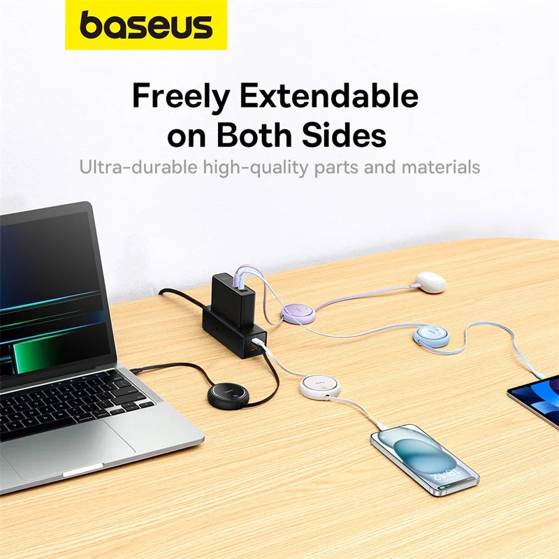 Baseus Retractable 100W USB-C to USB-C Fast Charging Cable, 1m (3.3ft)