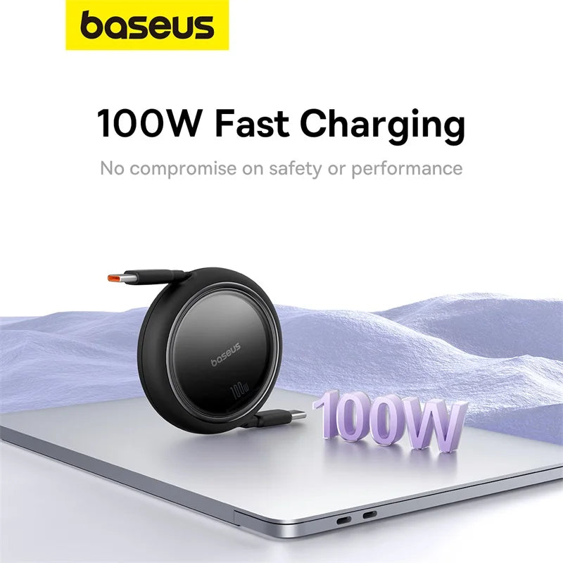 Baseus Retractable 100W USB-C to USB-C Fast Charging Cable, 1m (3.3ft)