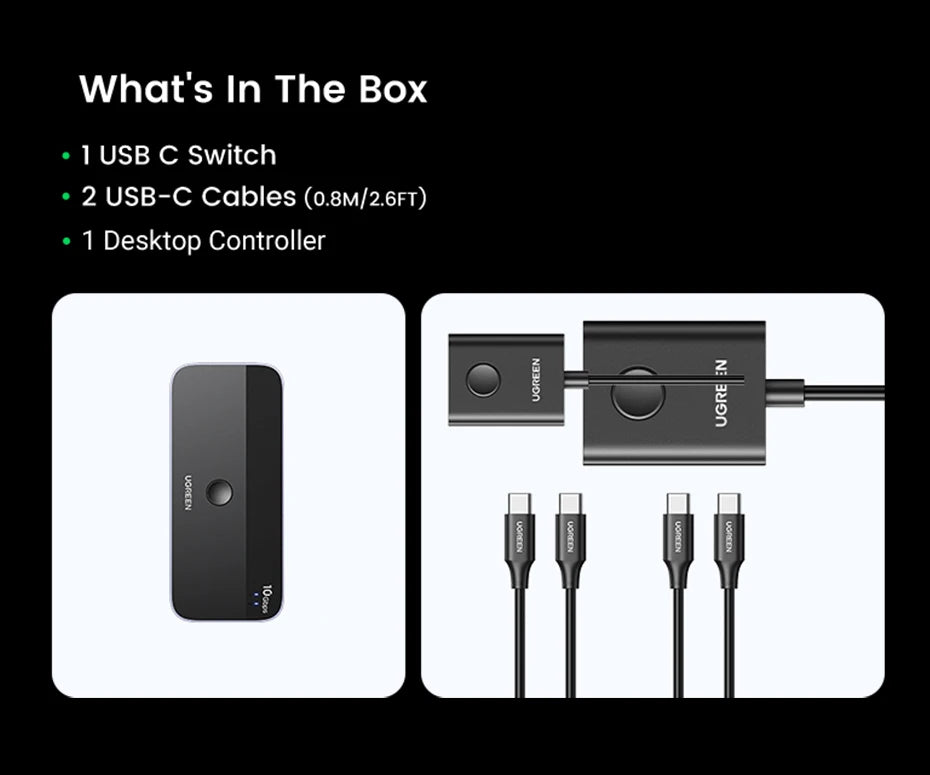 UGREEN USB-C Switch, 10Gbps, 2-PC Sharing