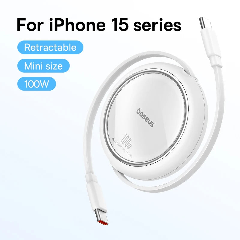 Baseus Retractable 100W USB-C to USB-C Fast Charging Cable, 1m (3.3ft)