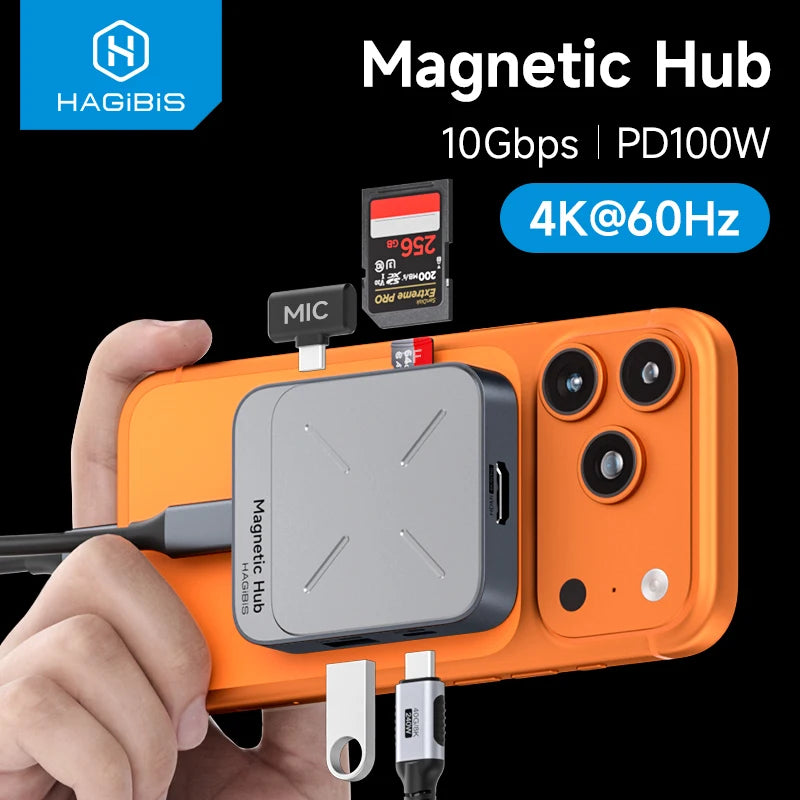 Hagibis Magnetic 7-in-1 USB-C Hub with 4K HDMI, 100W PD