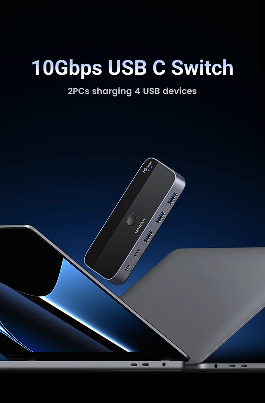 UGREEN USB-C Switch, 10Gbps, 2-PC Sharing