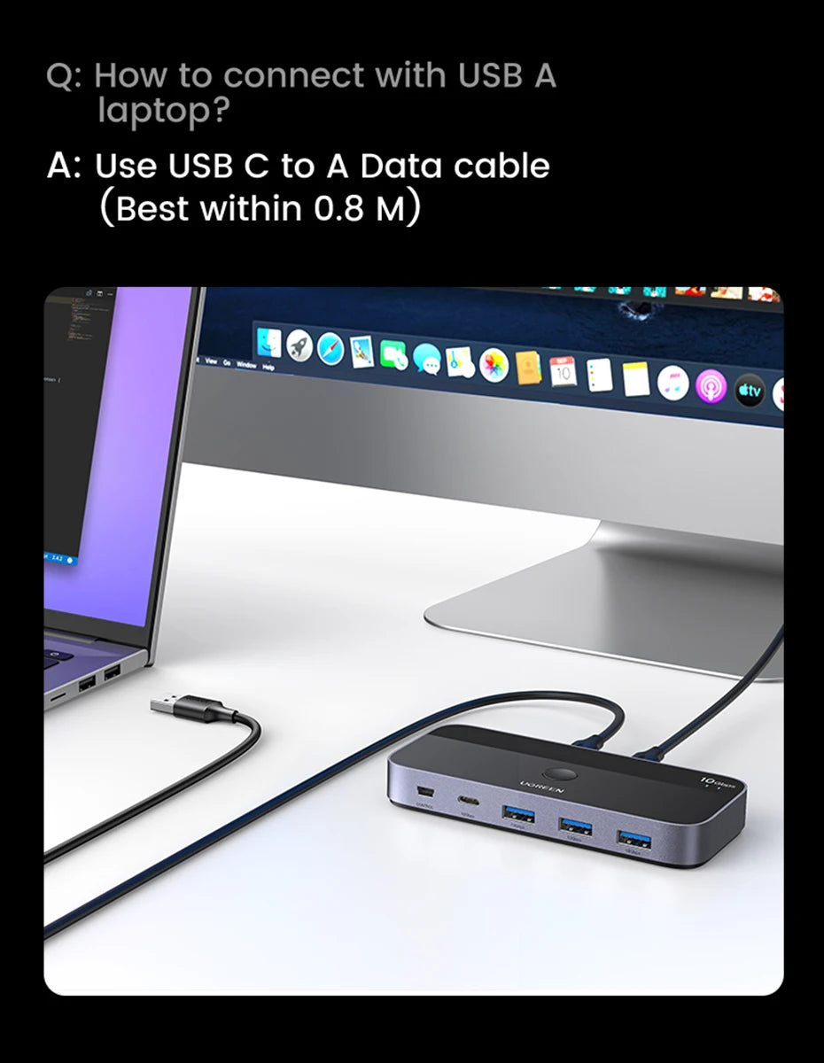 UGREEN USB-C Switch, 10Gbps, 2-PC Sharing