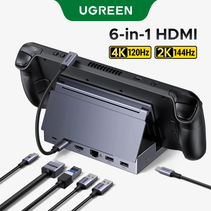 UGREEN USB-C Docking Station for Steam Deck, 6-in-1, 4K120Hz