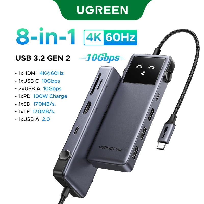 UGREEN Uno USB-C Hub, 6-in-1, 4K60Hz, 100W PD