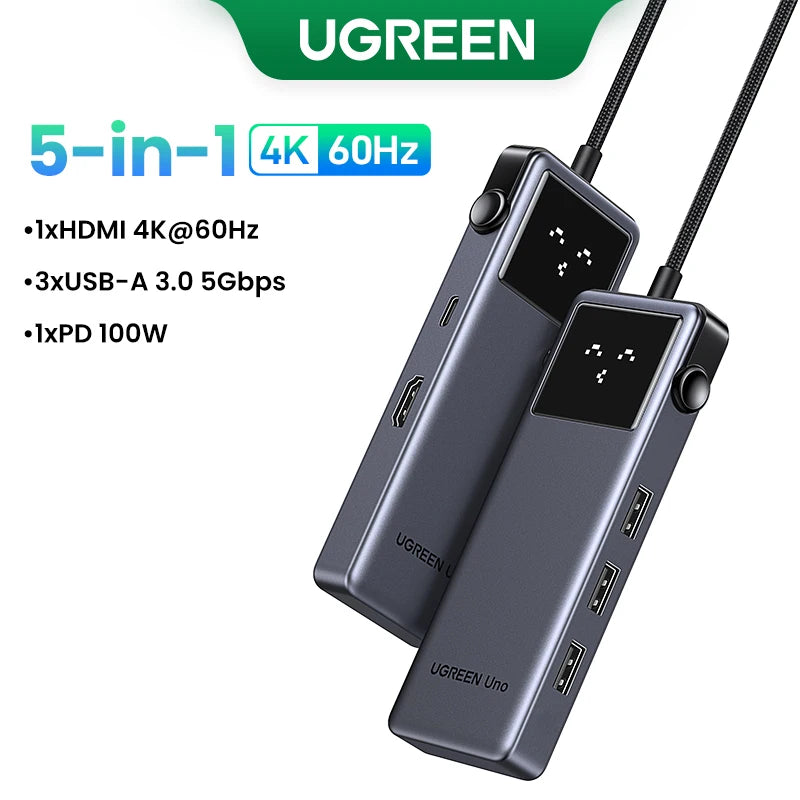 UGREEN 7-in-1 USB-C Hub, 4K60Hz HDMI, USB 3.0, RJ45