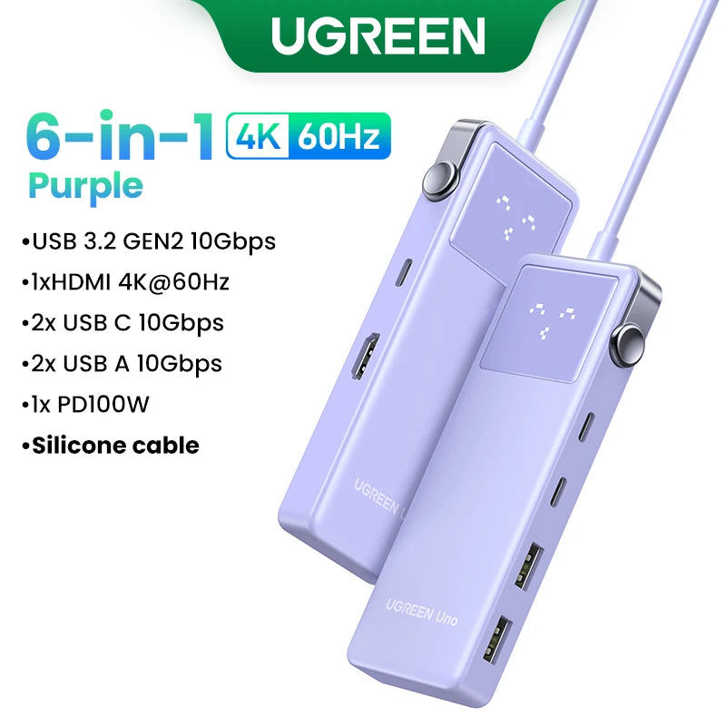 UGREEN 7-in-1 USB-C Hub, 4K60Hz HDMI, USB 3.0, RJ45