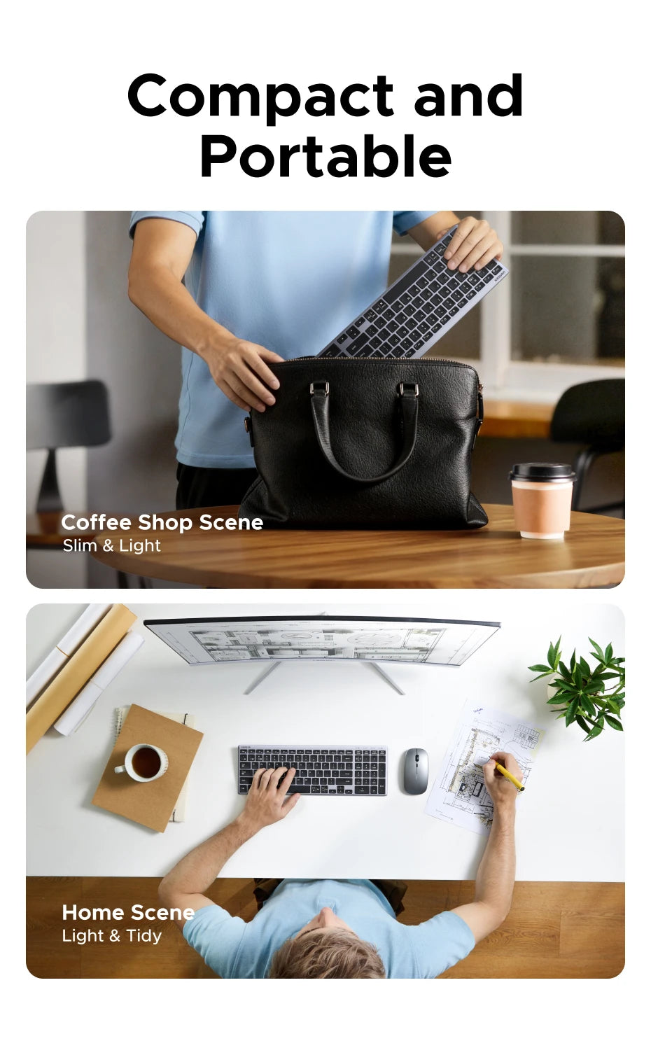 UGREEN Wireless Keyboard, Bluetooth 5.0 & 2.4G, 99-Key