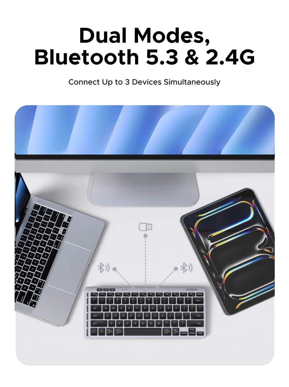 UGREEN Wireless Keyboard, Bluetooth 5.3 & 2.4G, 78-Key