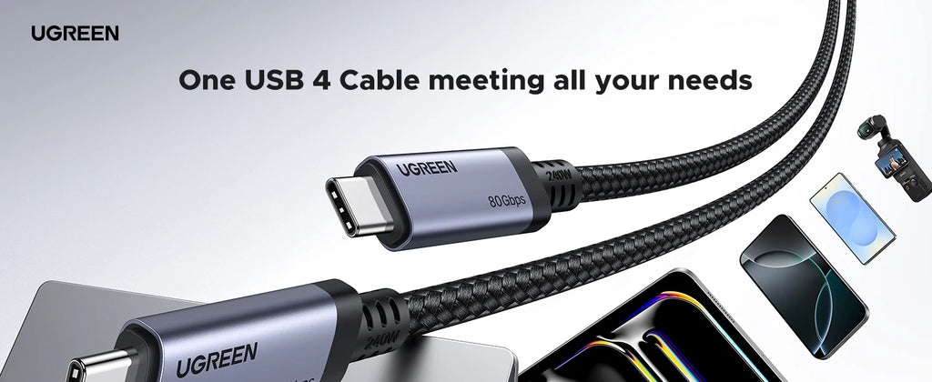 UGREEN 240W USB-C Charging Cable, USB4, 80Gbps