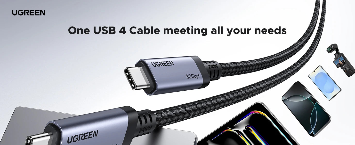 UGREEN 240W USB-C Charging Cable, USB4, 80Gbps