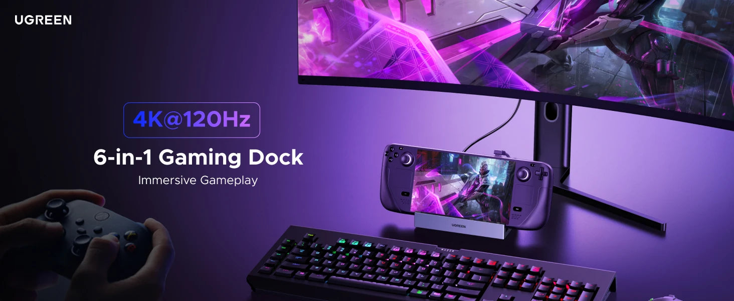 UGREEN USB-C Docking Station for Steam Deck, 6-in-1, 4K120Hz