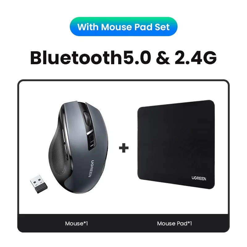 UGREEN Wireless Mouse, Bluetooth 5.0, 4000 DPI, Ergonomic
