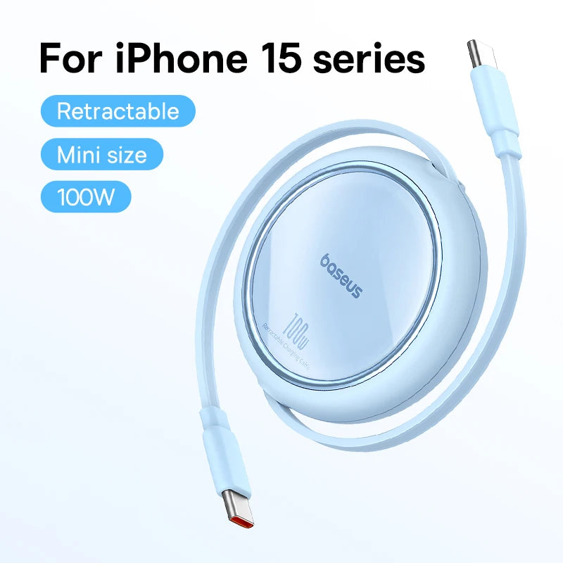 Baseus Retractable 100W USB-C to USB-C Fast Charging Cable, 1m (3.3ft)