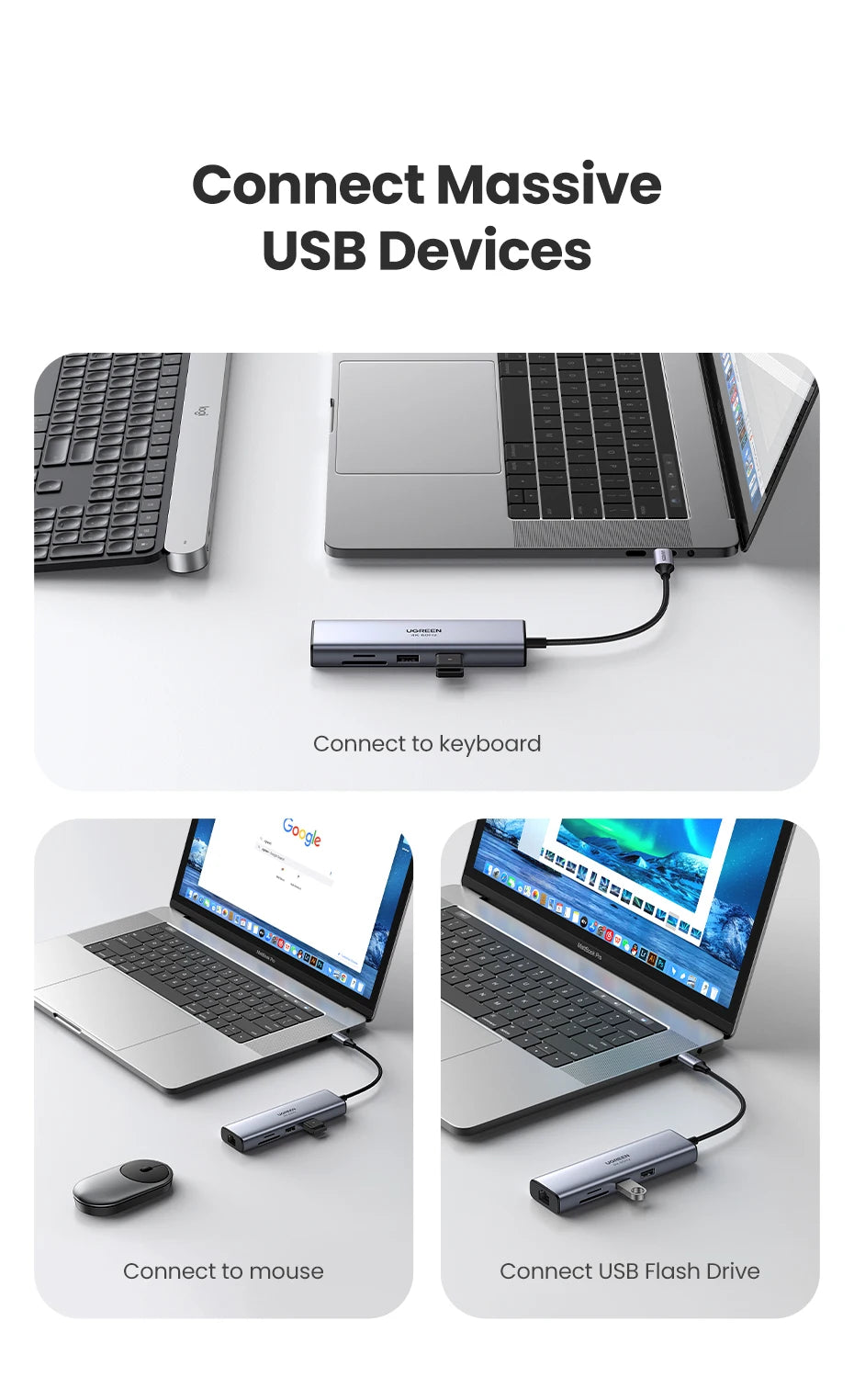 UGREEN 7-in-1 USB-C Hub — 4K60Hz HDMI, SD/TF Card Reader for Laptop & MacBook