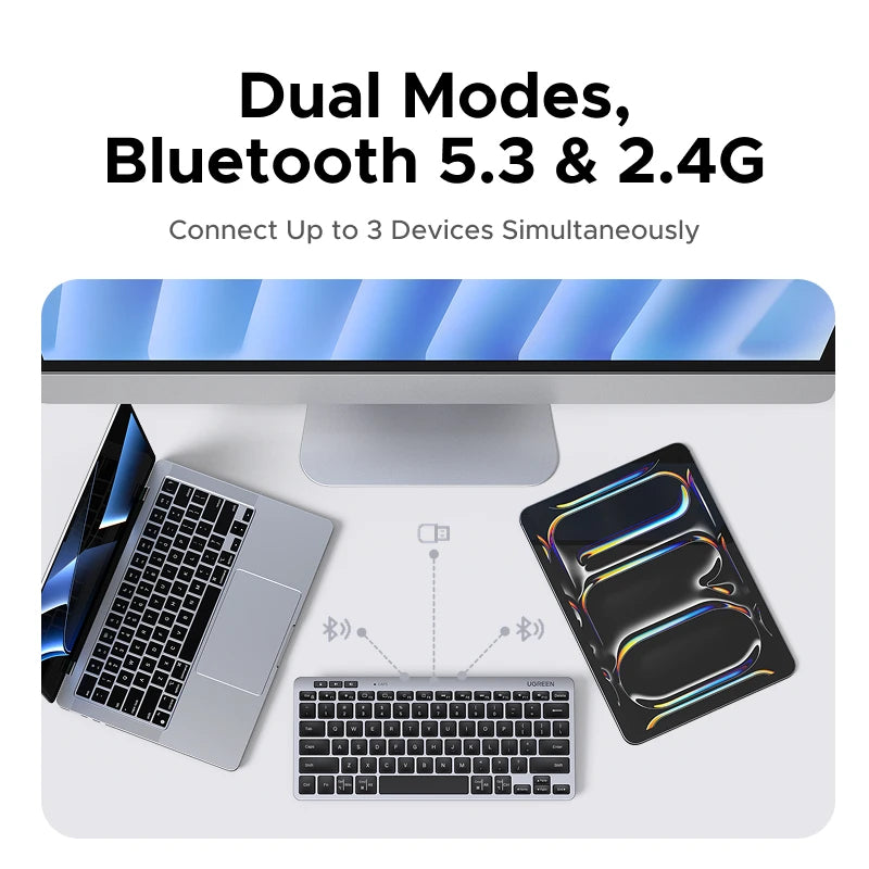 UGREEN Wireless Keyboard, Bluetooth 5.3 & 2.4G, 78-Key