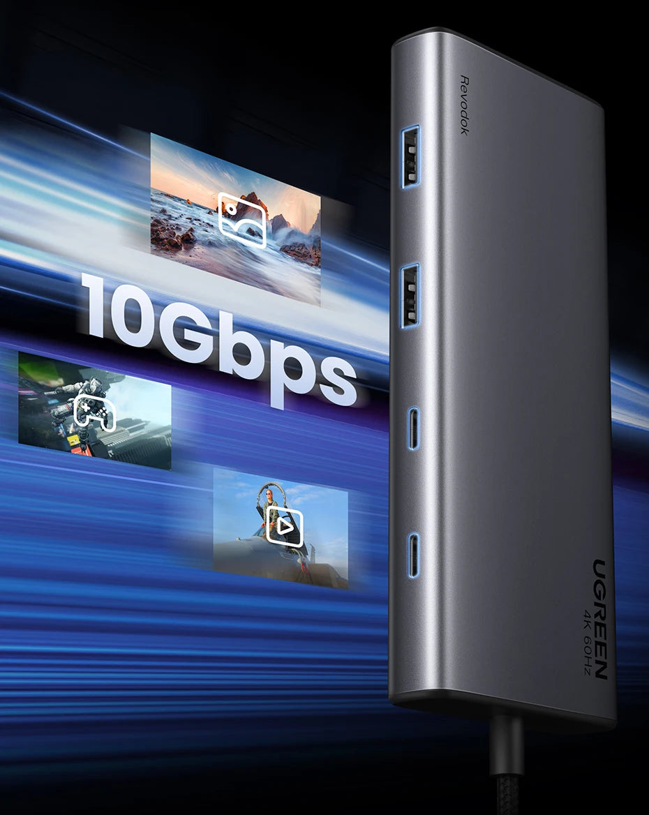 UGREEN Triple Display USB-C Hub, 8-in-1, 4K HDMI, 10Gbps