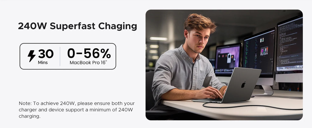 UGREEN 240W USB-C Charging Cable, USB4, 80Gbps