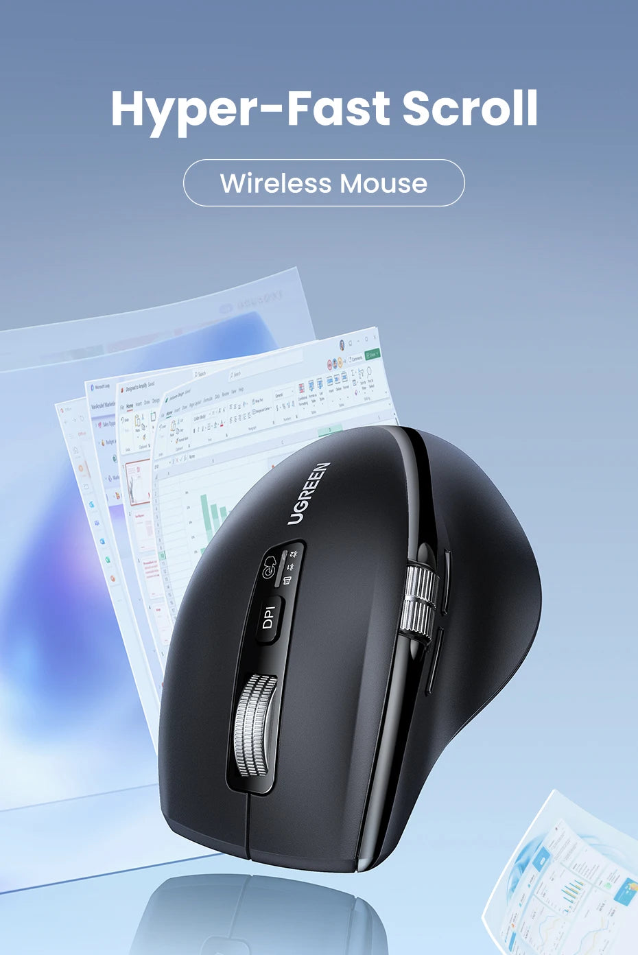 UGREEN Wireless Mouse, Hyper-Fast Scroll, 5000 DPI