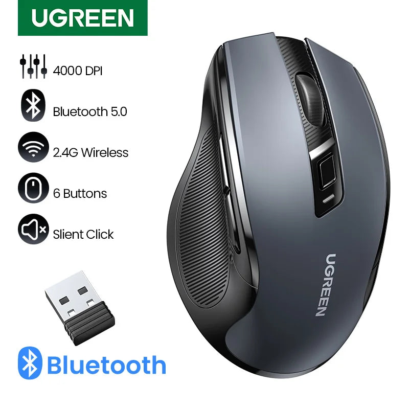 UGREEN Wireless Mouse, Bluetooth 5.0, 4000 DPI, Ergonomic