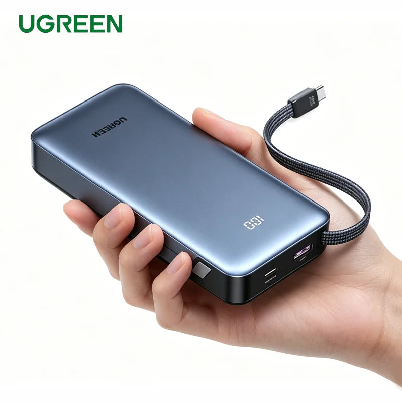UGREEN Power Bank 20000mAh 145W Fast Charging with Built-in Cable