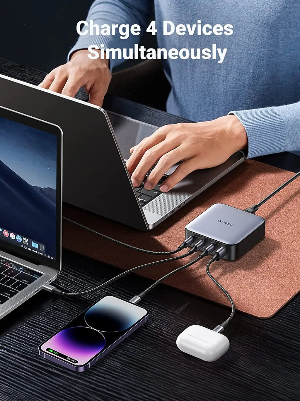 UGREEN 200W GaN Fast Charger, 4 USB-C + 2 USB-A