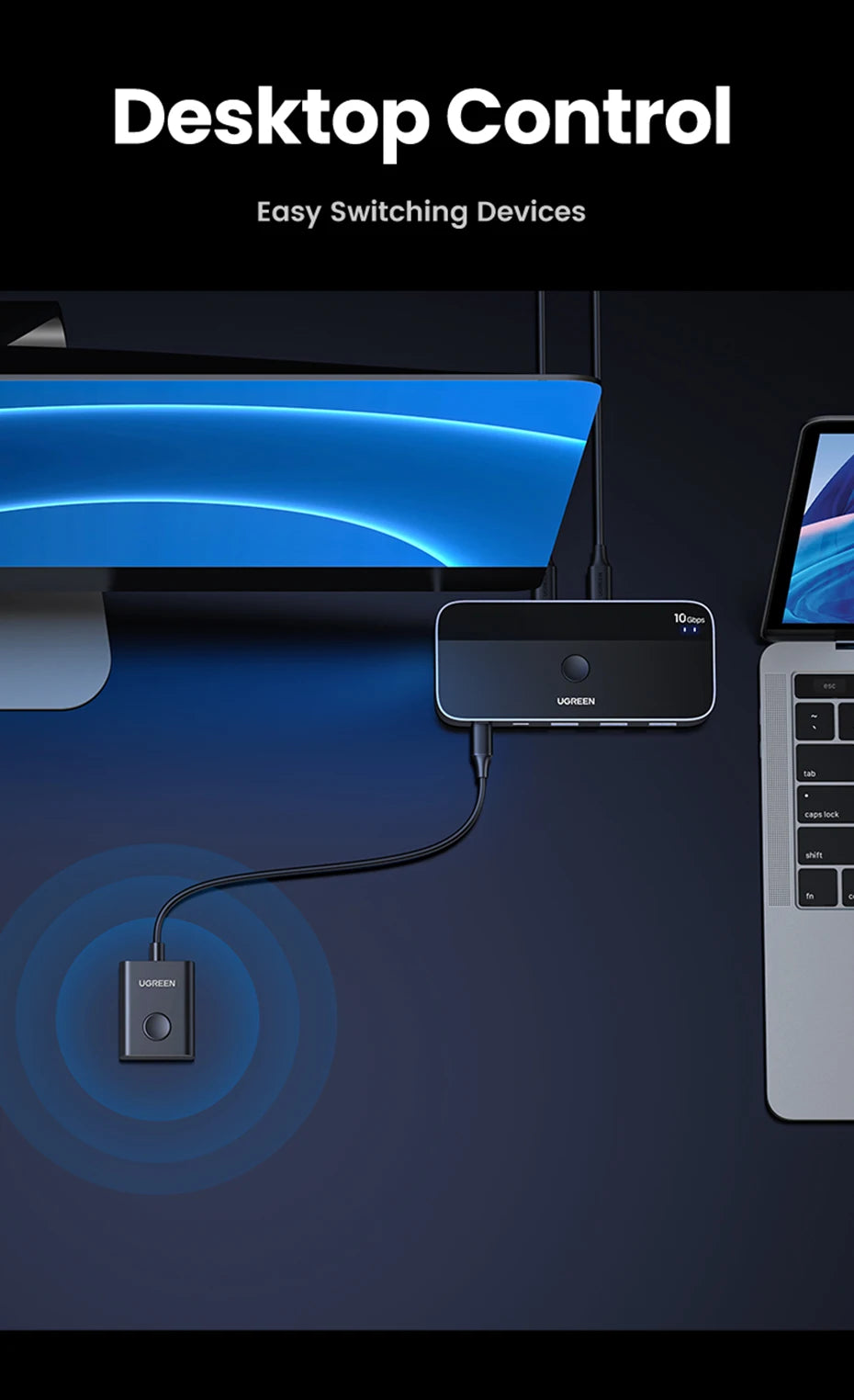 UGREEN USB-C Switch, 10Gbps, 2-PC Sharing