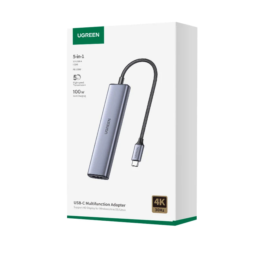 UGREEN 5-in-1 USB-C Hub, 4K HDMI, 100W PD