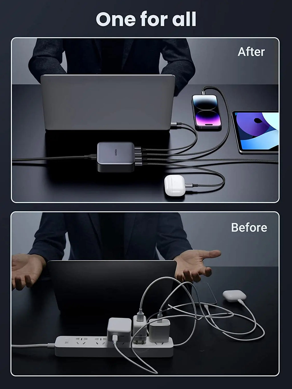 UGREEN 200W GaN Fast Charger, 4 USB-C + 2 USB-A