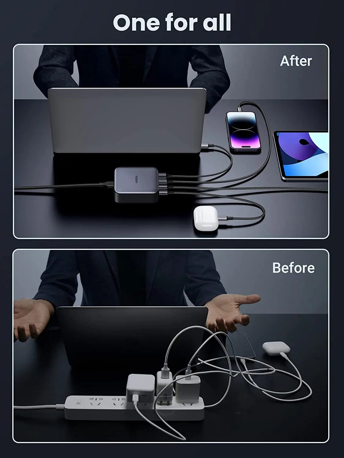 UGREEN 200W GaN Fast Charger, 4 USB-C + 2 USB-A