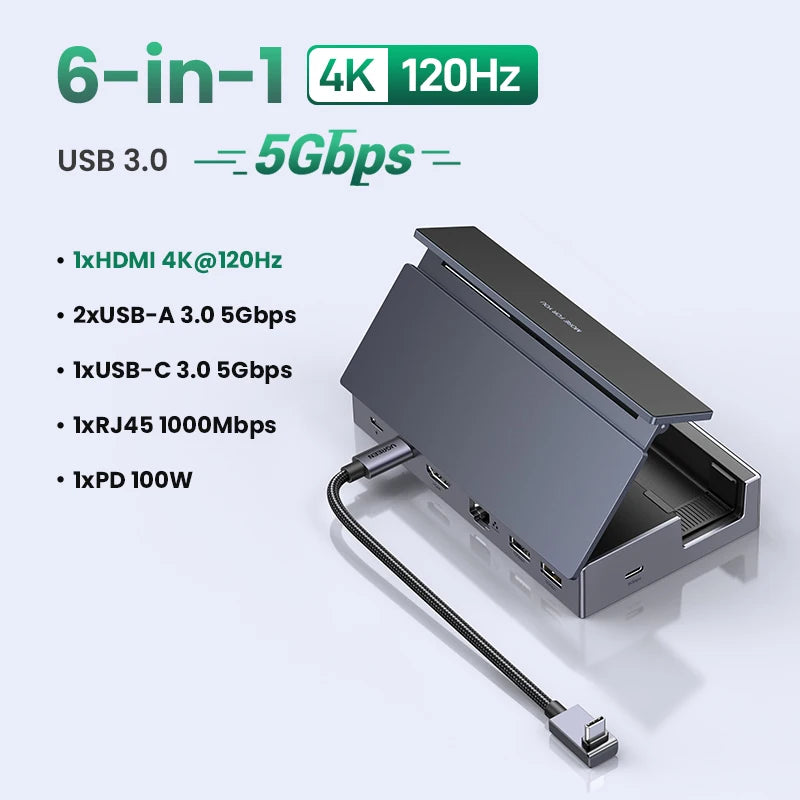 UGREEN USB-C Docking Station for Steam Deck, 6-in-1, 4K120Hz