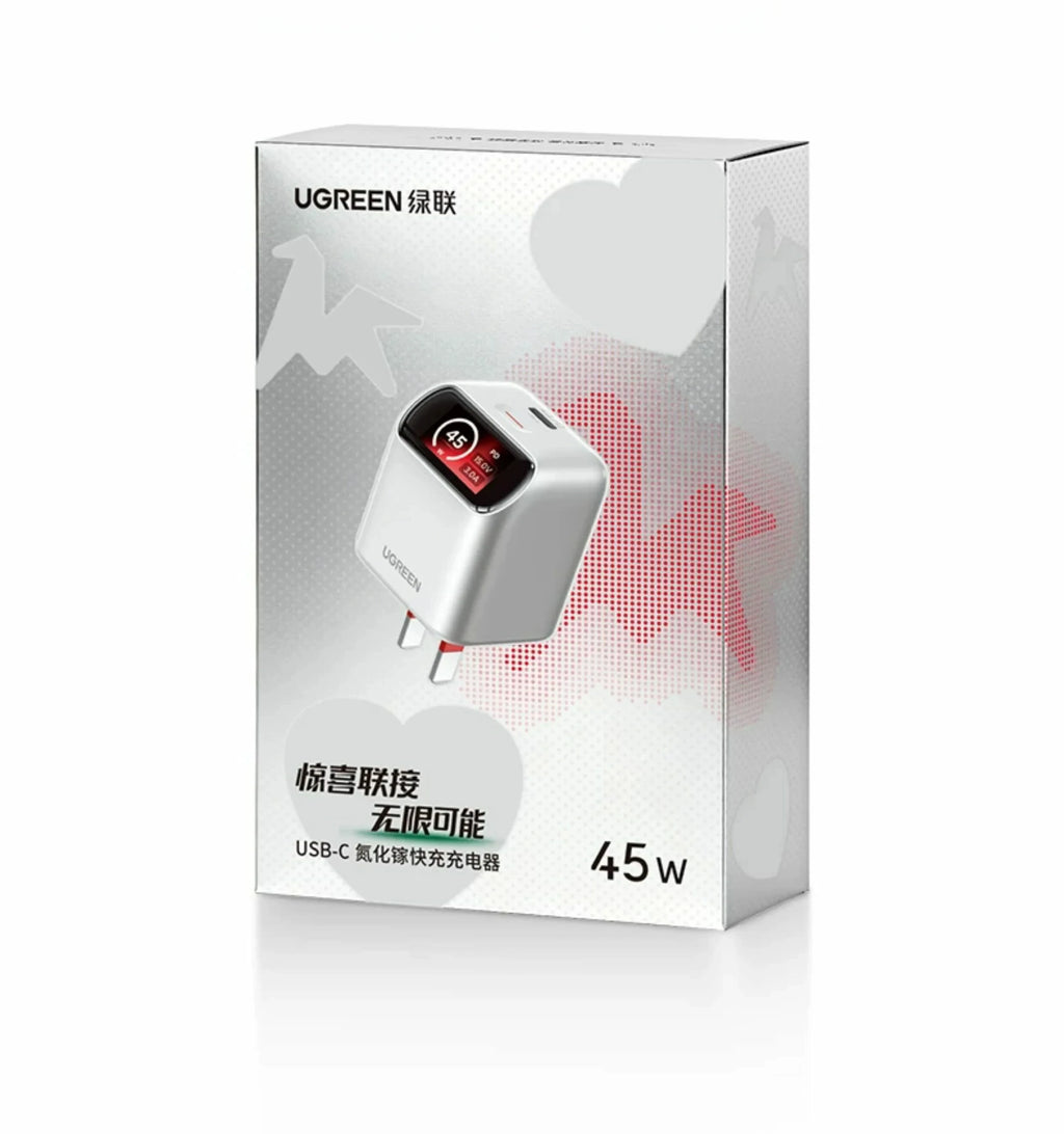 UGREEN 45W GaN Charger with Smart Display — Foldable USB-C PD3.0/PPS