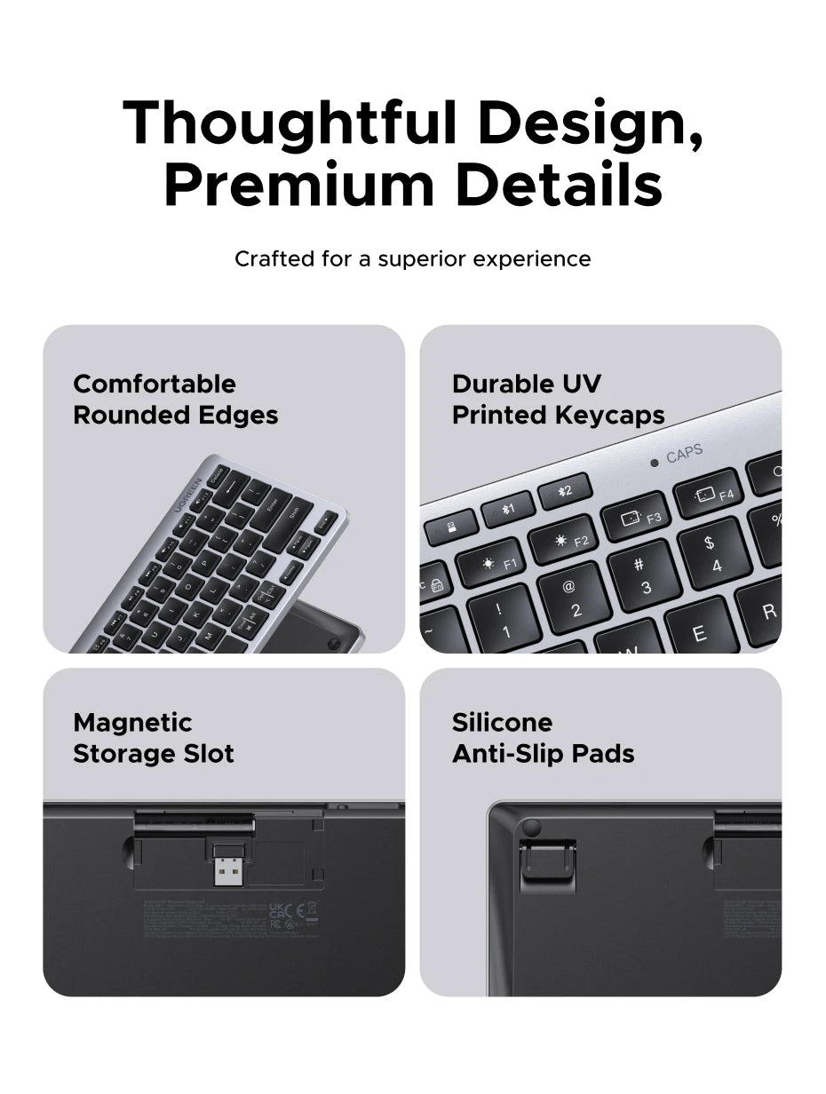 UGREEN Wireless Keyboard, Bluetooth 5.3 & 2.4G, 78-Key