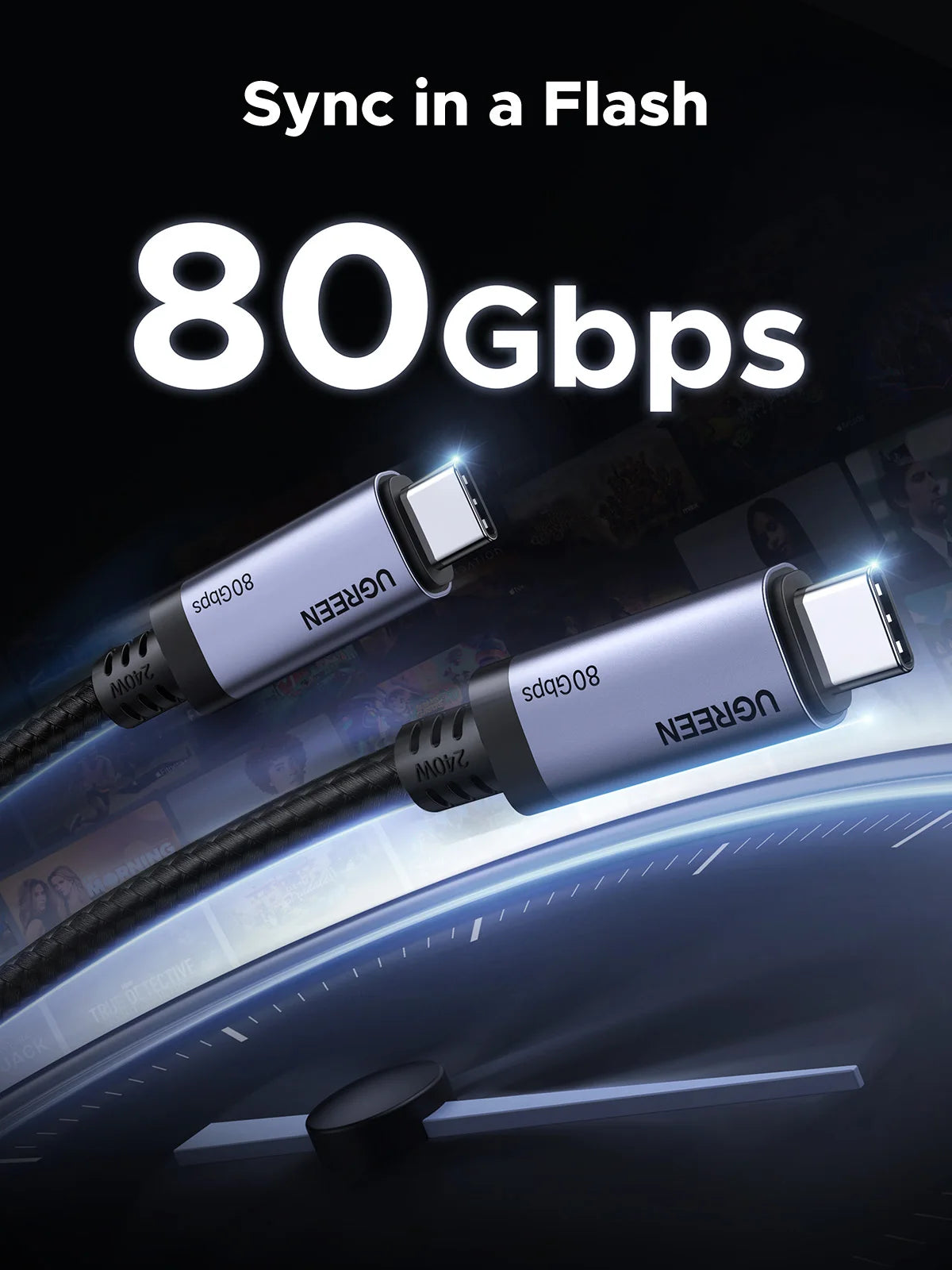 UGREEN 240W USB-C Charging Cable, USB4, 80Gbps