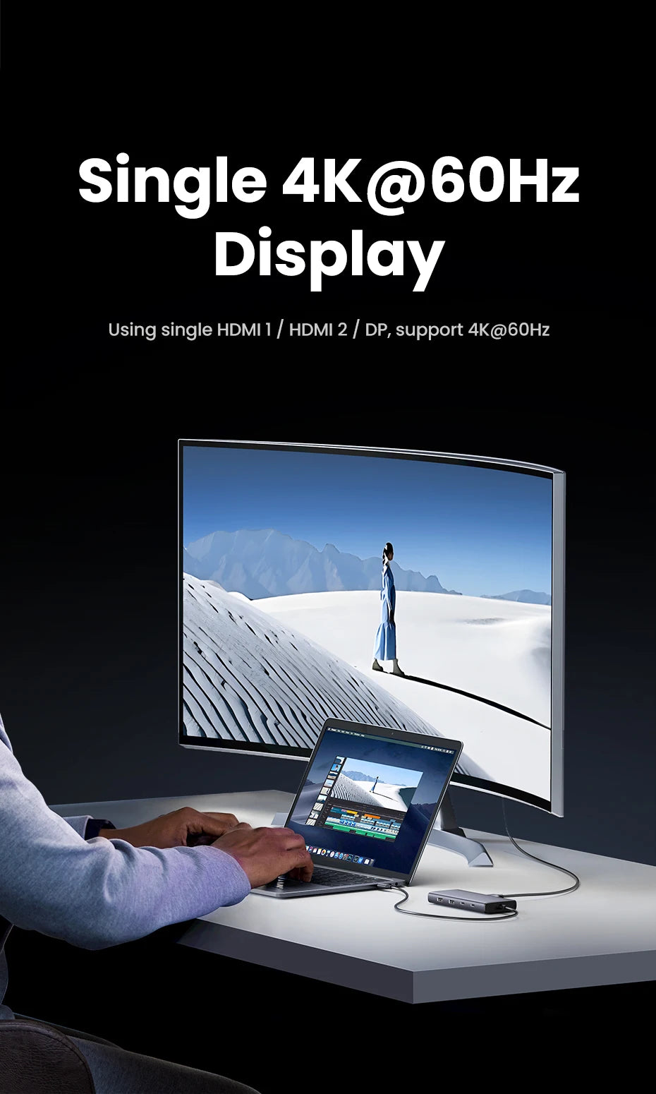 UGREEN Triple Display USB-C Hub, 8-in-1, 4K HDMI, 10Gbps
