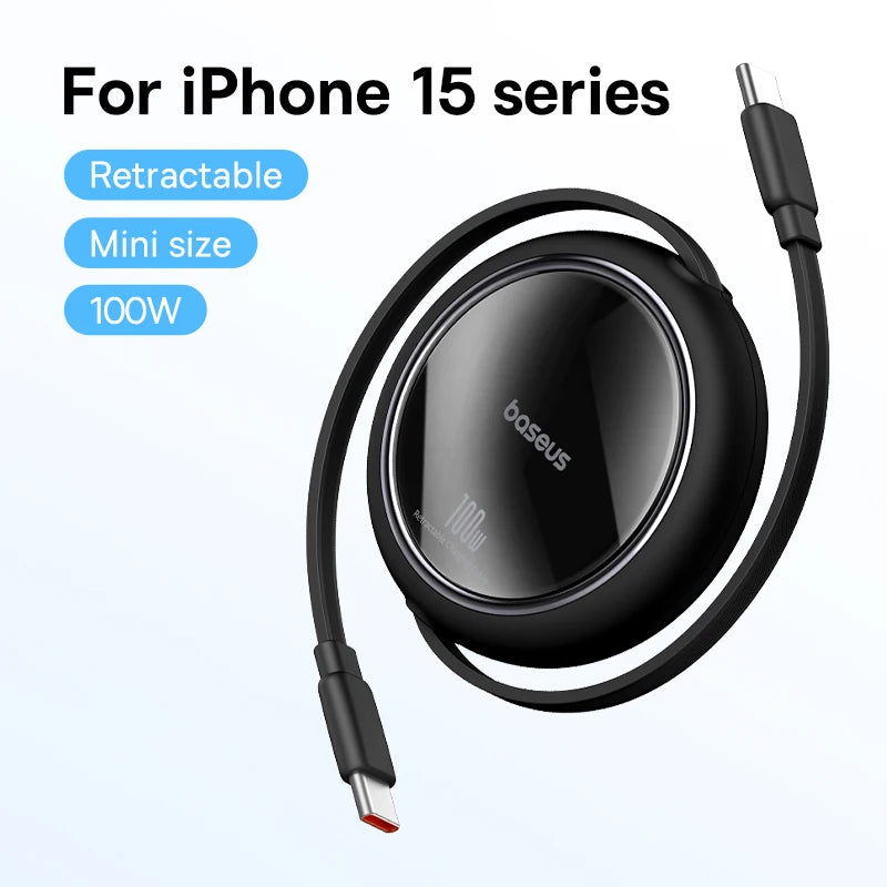 Baseus Retractable 100W USB-C to USB-C Fast Charging Cable, 1m (3.3ft)