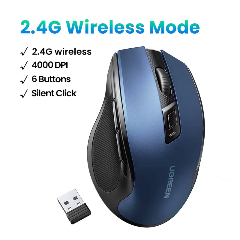UGREEN Wireless Mouse, Bluetooth 5.0, 4000 DPI, Ergonomic