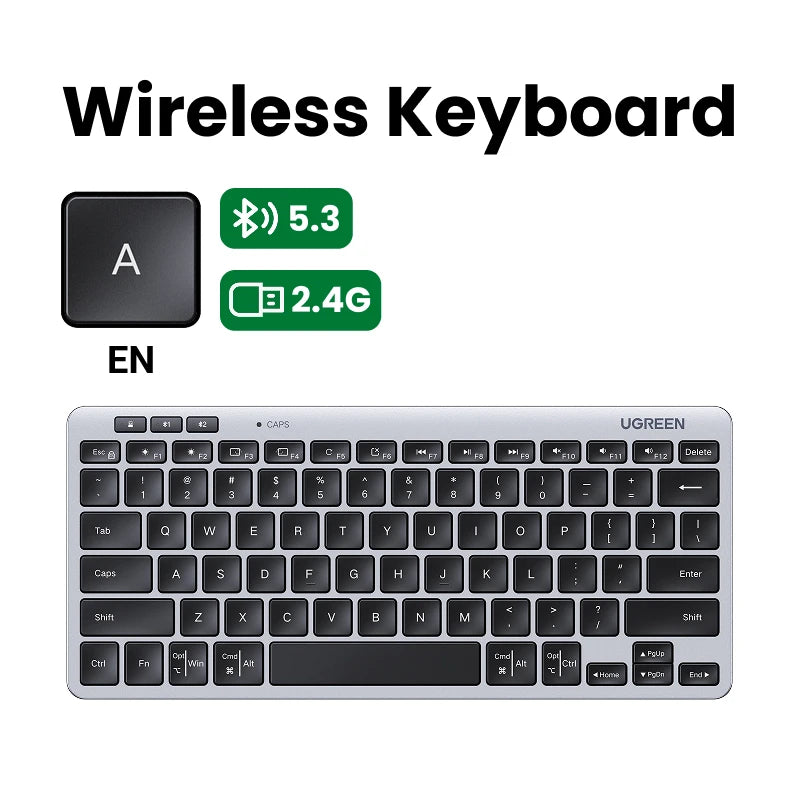 UGREEN Wireless Keyboard, Bluetooth 5.3 & 2.4G, 78-Key