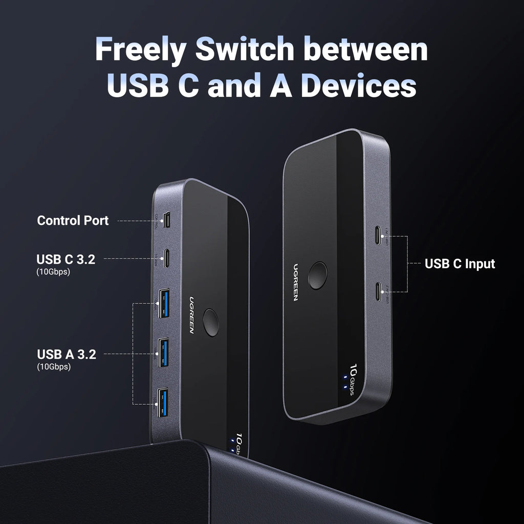 UGREEN USB-C Switch, 10Gbps, 2-PC Sharing