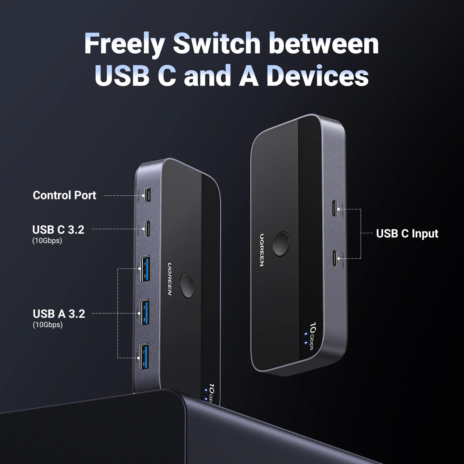 UGREEN USB-C Switch, 10Gbps, 2-PC Sharing