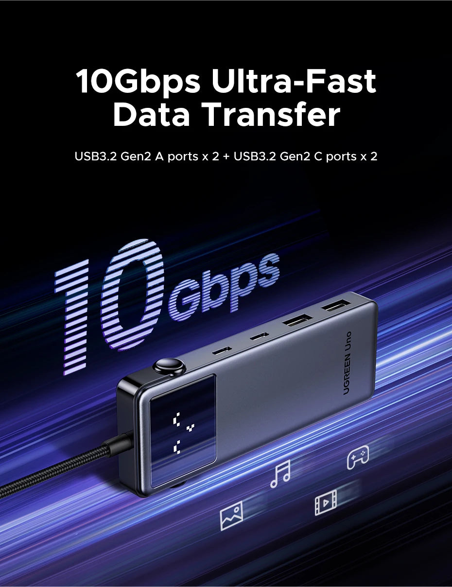 UGREEN Uno USB-C Hub, 6-in-1, 4K60Hz, 100W PD