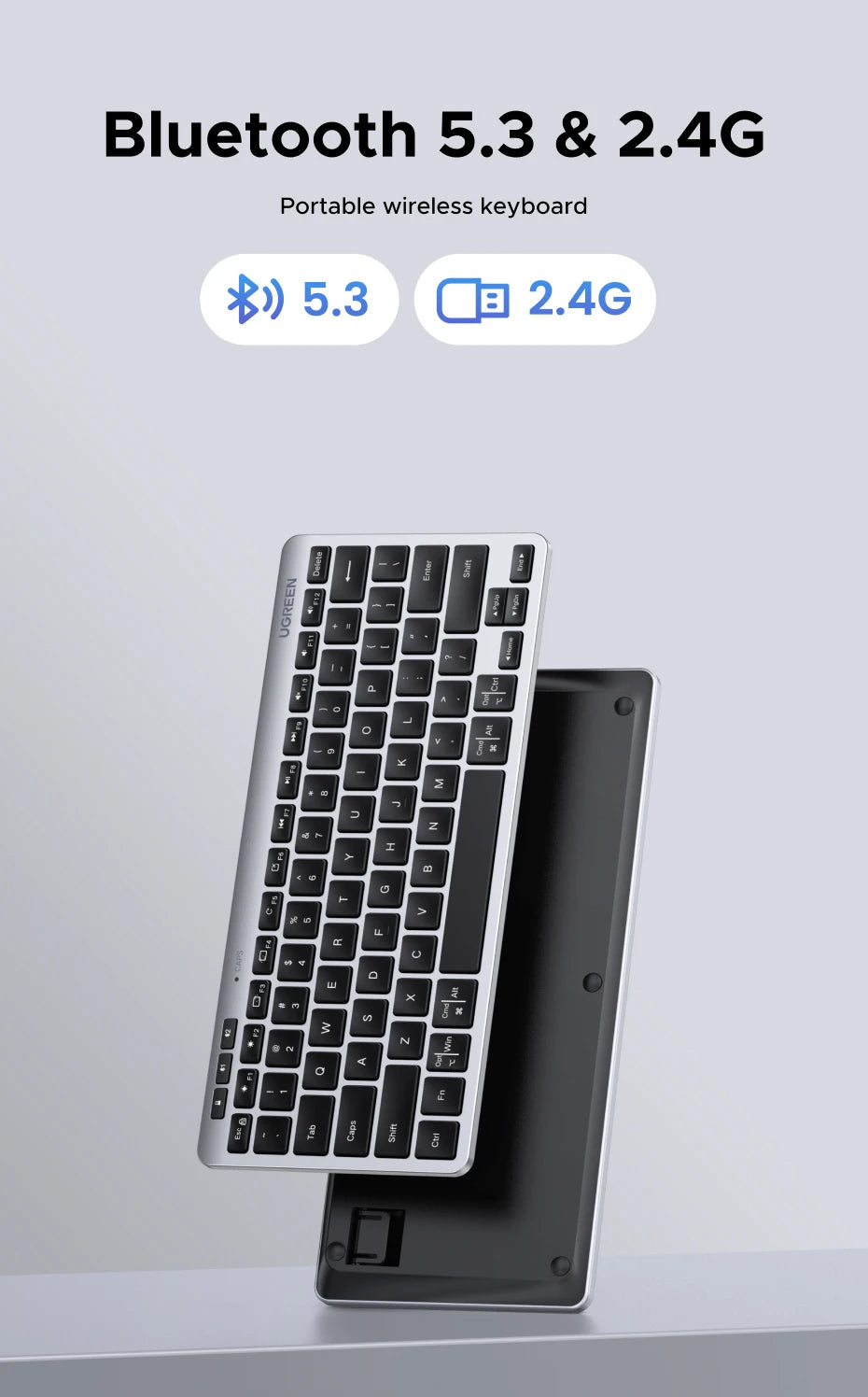 UGREEN Wireless Keyboard, Bluetooth 5.3 & 2.4G, 78-Key